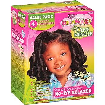 African Pride Dream Kids Olive Miracle (4) Touch-Up Relaxer Kit, Regular - Helps Strengthen & Protect Hair, Contains Olive Oil to Seal in Moisture, 1 Kit