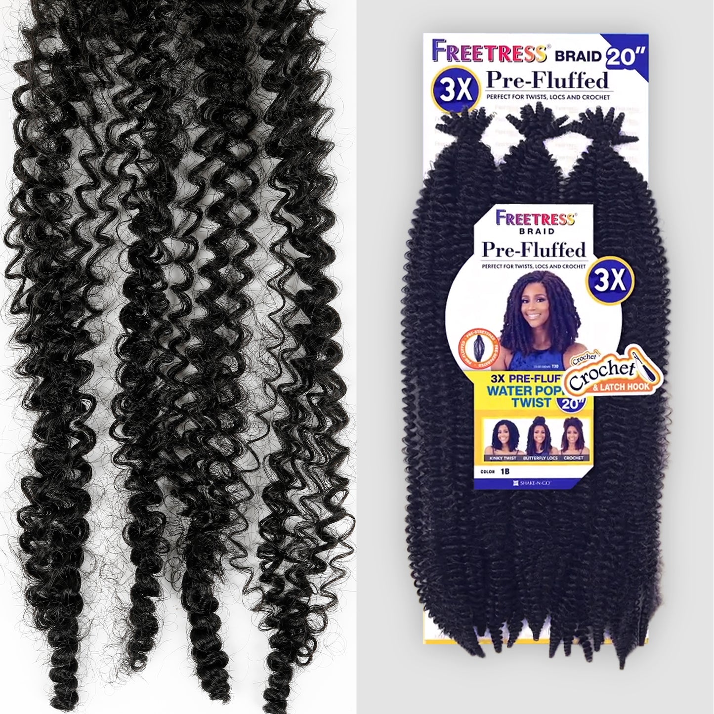 FreeTress Crochet Braids 3X Pre-Fluffed Water Poppin Twist 20"